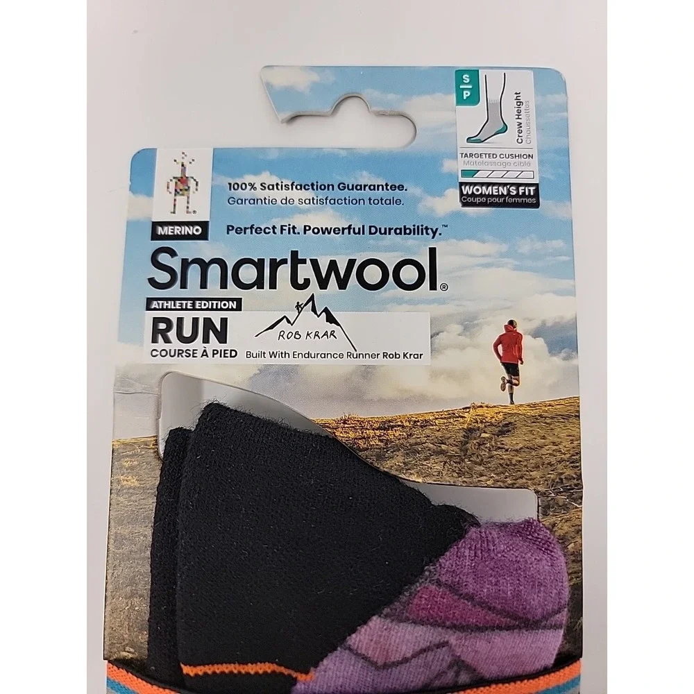NWT SmartWool Run Athlete Edition Rob Krar Crew Socks - Small -  Meadow Mauve